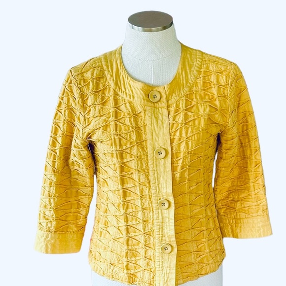 Chico’s Cotton Collarless Dress Jacket Chico’s Size One or Size 8 - Picture 1 of 5